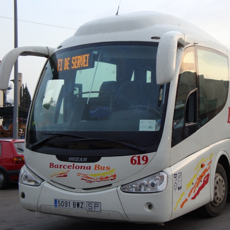 Bus traveling from Girona Airport to Barcelona