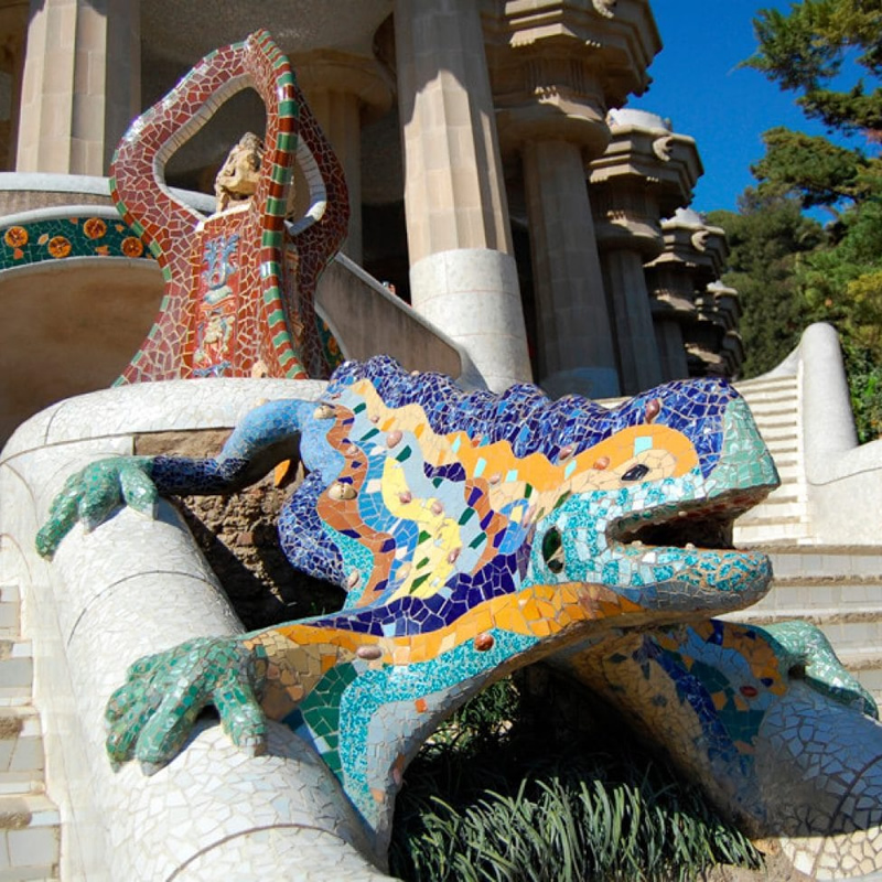 Photo at the entrance of Park Güell in Barcelona